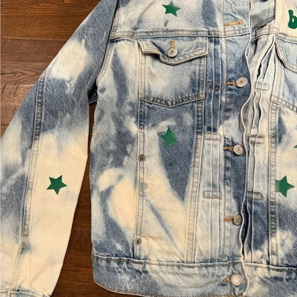 NFL PHILADELPHIA EAGLES FOOTBALL acid wash denim Jacket MEDIUM - Picture 3 of 4